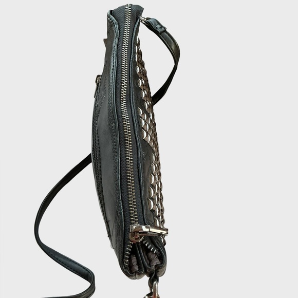 SSAMZIE Studded Black Leather Crossbody Bag Korean - Picture 8 of 13